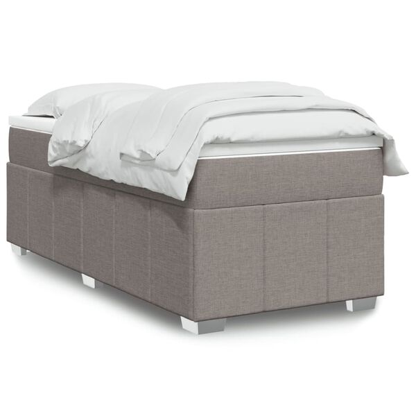 vidaXL Cama box spring con colch&oacute;n tela gris taupe 90x190 cm