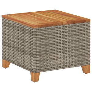 vidaXL Mesa de jard&iacute;n rat&aacute;n sint&eacute;tico madera acacia gris 45x45x37 cm