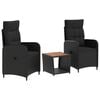 vidaXL Conjunto de Sof&aacute;s de Jard&iacute;n 3 uds. Negro