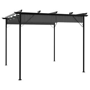 vidaXL P&eacute;rgola con tejado retr&aacute;ctil acero gris antracita 3x3m 180 g/m&sup2;