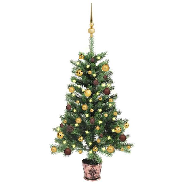 vidaXL &Aacute;rbol de Navidad artificial con luces y bolas verde 90 cm