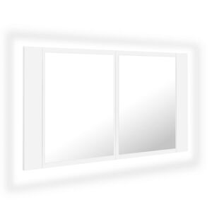 vidaXL Armario espejo de ba&ntilde;o con luz LED acr&iacute;lico blanco 80x12x45 cm