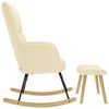 vidaXL Sill&oacute;n mecedora con taburete tela color crema