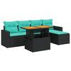 vidaXL Set de sof&aacute;s de jard&iacute;n 6 piezas y cojines rat&aacute;n sint&eacute;tico negro