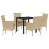 vidaXL Conjunto de Comedor de Jard&iacute;n 5 uds. Beige rat&aacute;n sint&eacute;tico