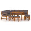 vidaXL Juego comedor jard&iacute;n con cojines 11 piezas madera maciza acacia