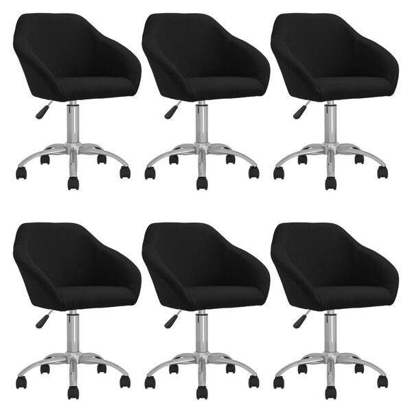 vidaXL Sillas de comedor giratorias 6 unidades tela negro