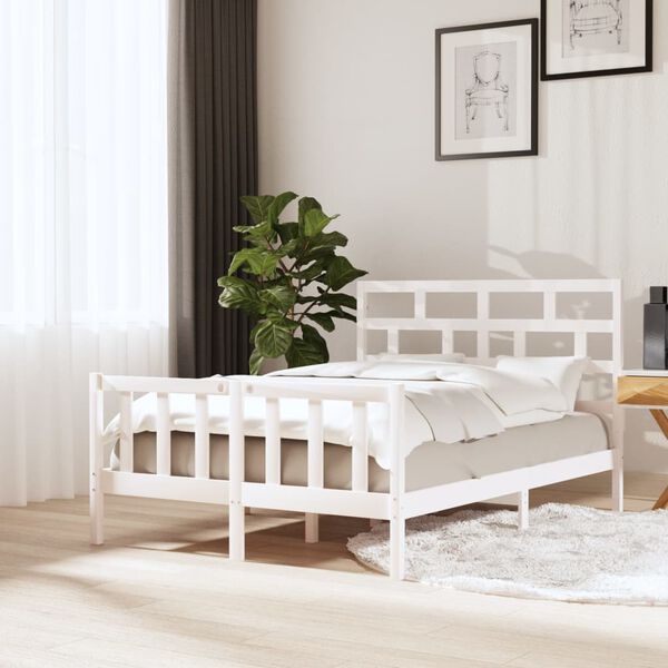 vidaXL Estructura de cama madera maciza de pino blanco 120x200 cm