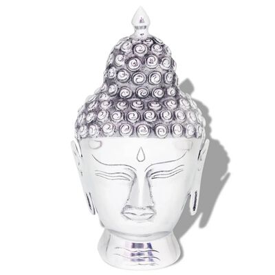 vidaXL Cabeza de Budha decorativa de aluminio plateado