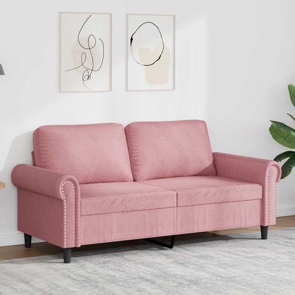 vidaXL Sof&aacute; de 2 plazas terciopelo rosa 140 cm