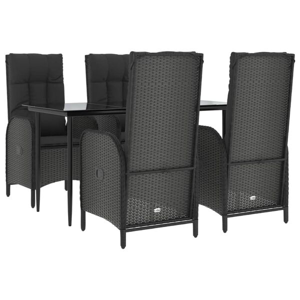 vidaXL Set de muebles jard&iacute;n 5 pzas con cojines rat&aacute;n sint&eacute;tico negro