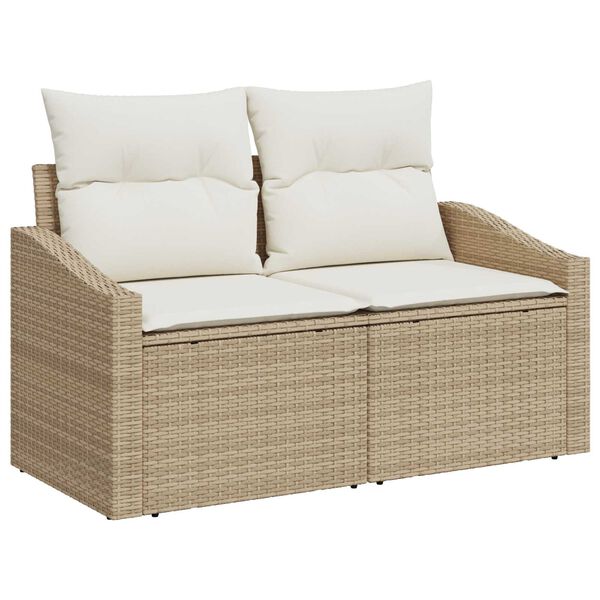 vidaXL Conjunto de sof&aacute; de jard&iacute;n 8 pcs Beige rat&aacute;n sint&eacute;tico