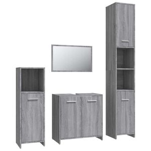 vidaXL Set de muebles de ba&ntilde;o 4 pzas madera contrachapada gris sonoma