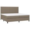 vidaXL Cama box spring colch&oacute;n y luces LED tela gris taupe 200x200 cm