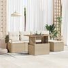 vidaXL Conjunto de sof&aacute; de jard&iacute;n 6 pcs Beige Polirat&aacute;n