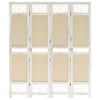 vidaXL Biombo divisor de 4 paneles de tela color crema 140x165 cm