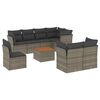 vidaXL Set de muebles de jard&iacute;n 9 pzas y cojines rat&aacute;n sint&eacute;tico gris