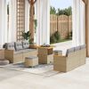 vidaXL Conjunto de sof&aacute;s de jard&iacute;n 9 pcs Beige rat&aacute;n sint&eacute;tico