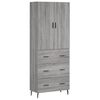 vidaXL Aparador alto madera contrachapada gris sonoma 69,5x34x180 cm