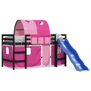 vidaXL Cama alta para ni&ntilde;os con t&uacute;nel madera pino rosa 80x200 cm