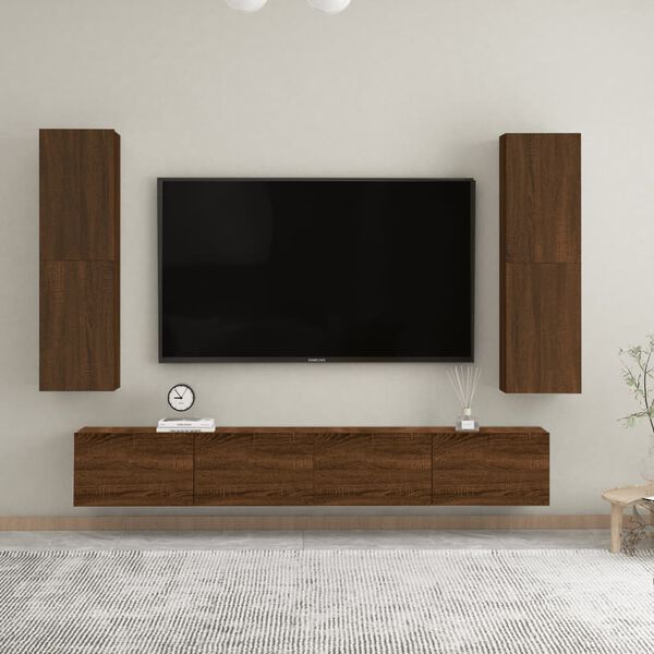 vidaXL Muebles para TV de pared 2 uds roble marr&oacute;n 30,5x30x110 cm