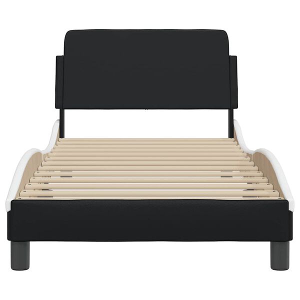 vidaXL Estructura de cama Dover cuero sint&eacute;tico negro blanco 90x190 cm