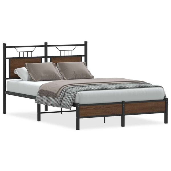 vidaXL Estructura de cama sin colch&oacute;n madera marr&oacute;n roble 120x190 cm