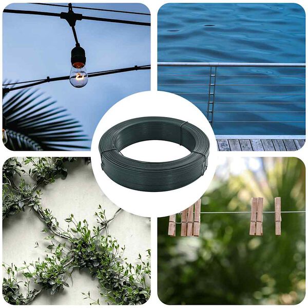 vidaXL Alambre de atar vallas acero verde ennegrecido 250 m 0,9/1,4 mm