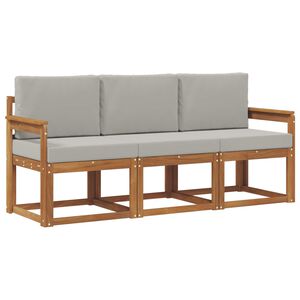 vidaXL Conjunto de sof&aacute;s de exterior 3 pcs Gris Natural y Claro