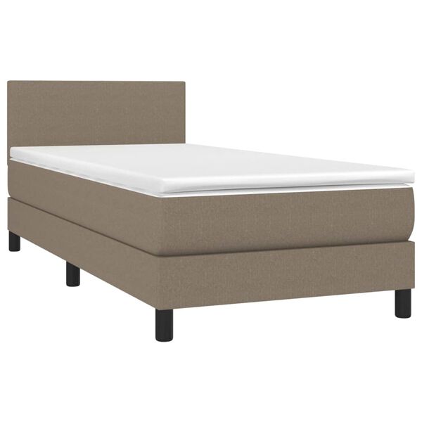 vidaXL Cama box spring con colch&oacute;n tela gris taupe 80x200 cm