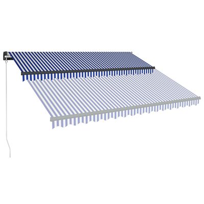vidaXL Toldo retráctil manual con LED azul y blanco 400x300 cm