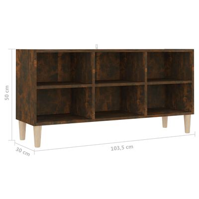 vidaXL Mueble de TV patas madera maciza roble ahumado 103,5x30x50 cm