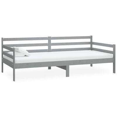 vidaXL Sofá cama de madera maciza de pino gris 90x200 cm