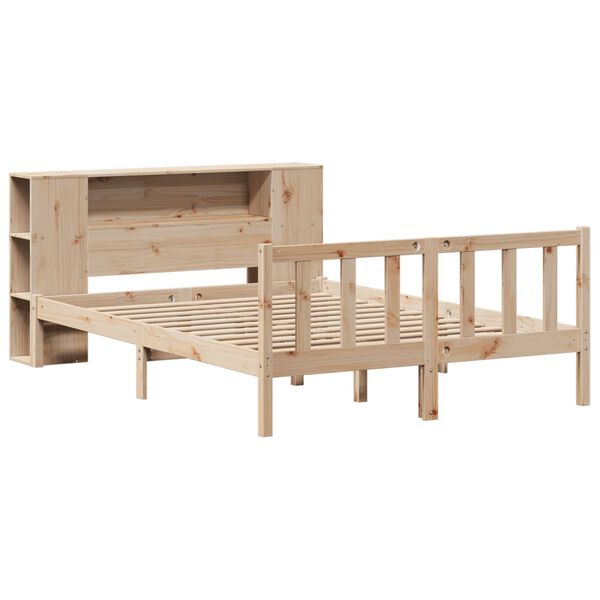 vidaXL Cama con estanter&iacute;a sin colch&oacute;n madera maciza de pino 120x190cm