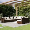 vidaXL Set muebles de jard&iacute;n 8 piezas y cojines rat&aacute;n sint&eacute;tico marr&oacute;n
