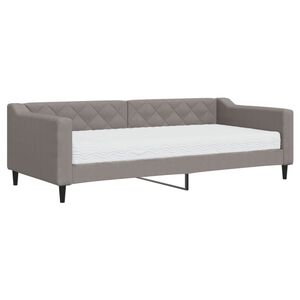vidaXL Sof&aacute; cama con colch&oacute;n tela gris taupe 90x200 cm