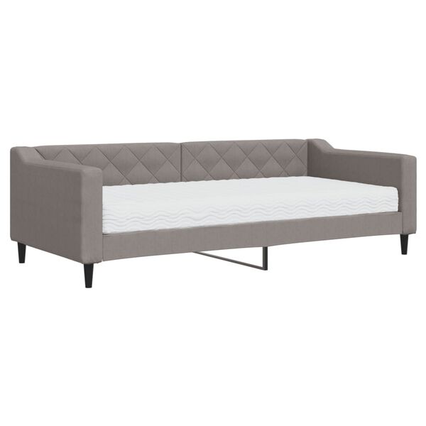 vidaXL Sof&aacute; cama con colch&oacute;n tela gris taupe 90x200 cm