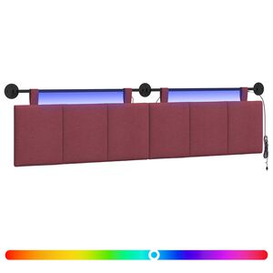 vidaXL Cabecero colgante Con luz LED Rojo vino Tela