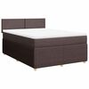 vidaXL Cama box spring con colch&oacute;n tela marr&oacute;n oscuro 140x190 cm