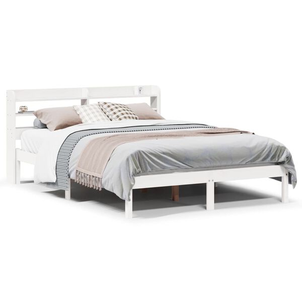 vidaXL Estructura de cama sin colch&oacute;n madera de pino blanca 150x200 cm