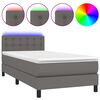 vidaXL Cama box spring y colch&oacute;n LED cuero sint&eacute;tico gris 80x200 cm