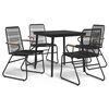 vidaXL Juego de comedor de jard&iacute;n 5 piezas rat&aacute;n PVC negro