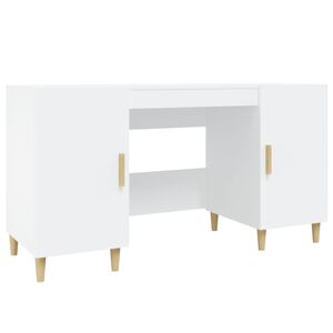 vidaXL Escritorio de madera contrachapada blanco 140x50x75 cm