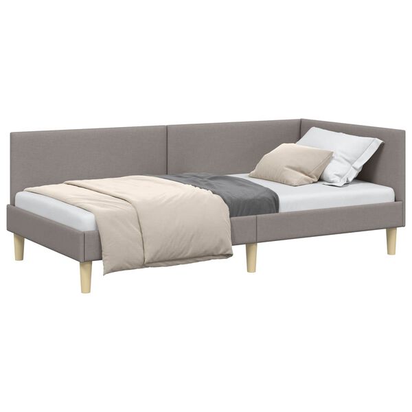 vidaXL Estructura de cama en esquina con cabecera Taup&eacute; 90 cm x 200 cm