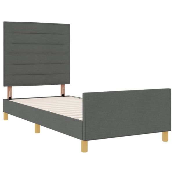 vidaXL Estructura de cama con cabecera Gris oscuro 100 x 200 cm tela