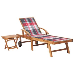 vidaXL Tumbona con mesa y cojín madera maciza de teca