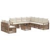 vidaXL Conjunto de sof&aacute;s de jard&iacute;n 10 pcs Beige rat&aacute;n sint&eacute;tico
