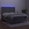 vidaXL Cama box spring colch&oacute;n y LED terciopelo gris claro 140x200 cm