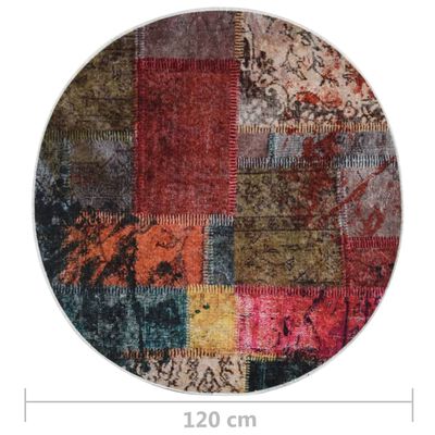 vidaXL Alfombra lavable patchwork antideslizante multicolor φ120 cm
