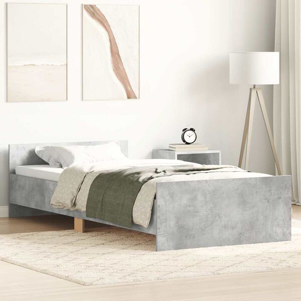 vidaXL Estructura de cama madera de ingenier&iacute;a gris hormig&oacute;n 100x200cm